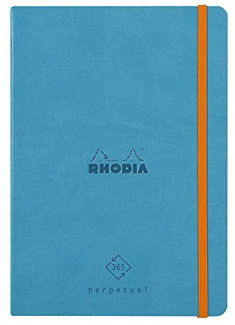 Rhodia 117187C Perpetual Kalender (DIN A5, 14,8 x 21 cm, 64 Blatt, 90 g, elegant und praktisch) türkis