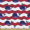 ABAKUHAUS Wal Gewebe als Meterware, Nautische Baby-Muster, Dicht Gewebter Stoff zum Nähen Polster Wohnaccessoires, 3M (148x300cm), Dunkle Koralle Marineblau Weiß