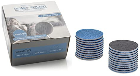 Glass Polish 2 inch (50mm) 500 Grit Pack of 20 Sanding Discs for Rotary Polisher - Foam Backed Silicon Carbide Abrasive P500 - GP14202