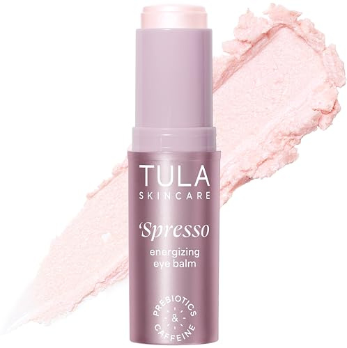 TULA Skin Care ‘Spresso Energizing Eye Balm, Rose Glow - Energizing & Hydrating Caffeine Under Eye Treatment for Dark Circles, Portable and Perfect to Use On-the-go, 0.35 oz.
