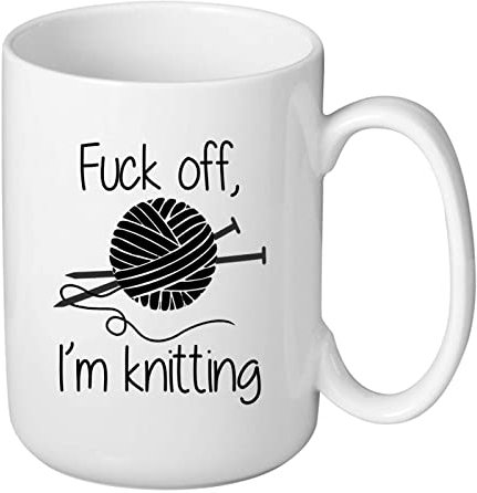 Funny Knitter Crocheter Coffee Mug - Off, I'm Knitting, Funny Gift for Mom, Wife, Aunt, Grandma Who Loves Knitting, 11 Ounces