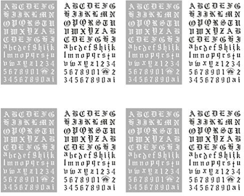 Beaupretty 4 Sets Letters And Number Nail Stickers Tip Nail Art Adhesive Decals Nail Wrap Manicure Old English Alphabet Stripe (Black and White in 1 Set)