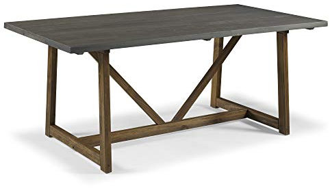 Walker Edison Modernes Landhaus-Holz-Set für 4 Personen, Küchentisch, Esszimmerstühle, 183 cm, grau/braun