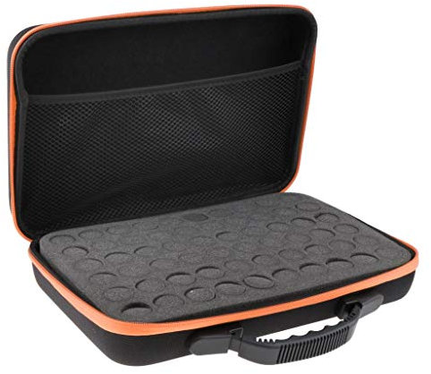 #N/A Ätherische Öle Tasche, Aufbewahrung Tasche Tragekoffer Reisekoffer für 60 Flaschen 5ml-15ml - Orange, 32 x 22,5 x 9 cm