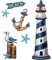 3D Wandsticker freie Motivwahl für Kinder & Erwachsene - 3 * 6 TLG. Set - Maritim - Leuchtturm - Anker - Relief Kunststoff - selbstklebend + wiederverwendb..
