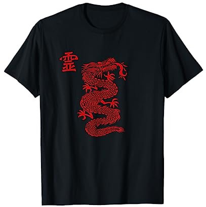 Conception de dragon chinois rouge, kung fu T-Shirt
