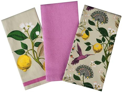 SiXsigma Sports Pack of 3 Tea Towels For Kitchen - Premium Cotton Decorative Kitchen Towel Linen for Cooking, BBQ, Baking & Dish Drying - Ideal For Women & Men (Purple)