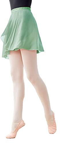 Daydance Ballett-Wickelrock für Mädchen und Damen, Chiffon, für Tanz, Schwarz, Grün 3, X-Groß