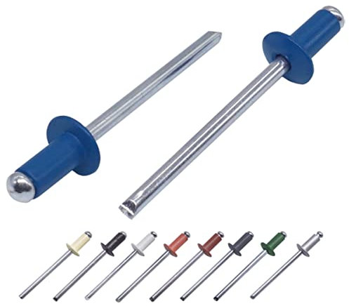 (10 Stück) Lackierte Blindnieten 4,0 x 8 mm, Kuppelkopf, DIN 7337, Aluminiumniete und Stahldorn, Popnieten (10, Enzianblau RAL 5010)