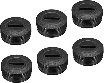 sourcing map Carbón Cepillo Soporte Tapa Motor Eléctrico Cepillo Plástico Cubierta Rosca Negro 20mm OD 8mm Altura, Paquete de 6