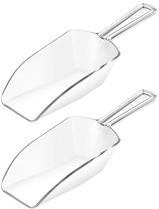 Kovake Plastic Scoop Set, Small Ice Scoop, Multi-Purpose Handy Food Scoops, Mini Clear Scoops for Kitchen Wedding Party Bar Candy Dessert Buffet (Pack of 2)