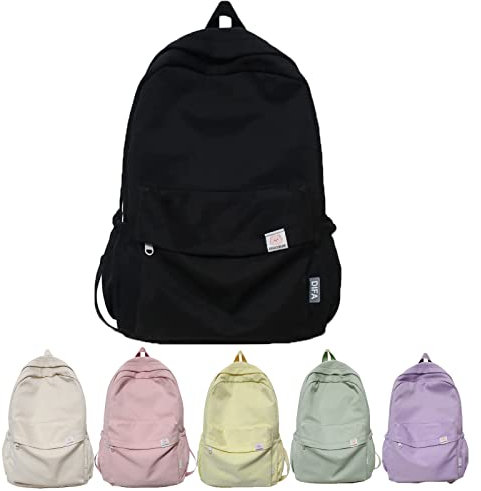 Yagerod Green Backpack Aesthetic Backpack Back to School Supplies for Teen Middle Girls Aesthetic Kawaii Cute Backpacks (Black Backpack)