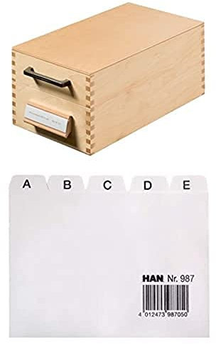 HAN Holz - quer Karteikarten inkl Leitkarte A7 Leitregister, Karteiregister, Register A - Z