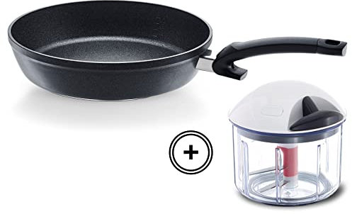 Fissler Adamant Comfort / Aluminium-Pfanne versiegelt ( 28 cm) beschichtete Brat-Pfanne, antihaftend, kratzfest - Induktion + Finecut Gemüse-Zerkleinerer