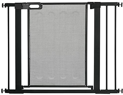 PawHut Pressure Fit Safety Gate for Doorways and Staircases, Dog Gate w/ Auto Closing Door, Pet Barrier for Hallways w/ Double Locking, Openings 75-103CM - Black