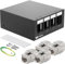 HB-DIGITAL 4-Port Patchpanel Patchfeld Verteilerfeld 1 HE 4x CAT 7 RJ45 Keystone Jack Modul vollgeschirmt STP 10 Gbps Kompatibel mit Verlegekabel Netzwerkkabel Ethernet LAN - Schwarz
