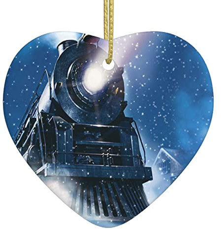 Winter Weihnachten Schnee Nacht Eisenbahn Zug Druck Weihnachtsdekorationen Herzform Weihnachtsbaum Hängende Xmas Ornament für Weihnachtsbaum