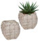Relaxdays Blumentopf, 2er Set, Rattan, Pflanzentöpfe mit Folie, HBT: 20 x 20 x 20 cm, Pflanzkörbe für innen, weiß/Natur