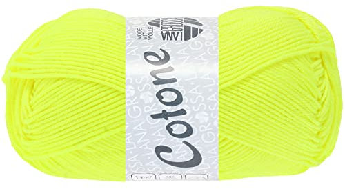 LANA GROSSA Cotone Neon | Baumwollbasicgarn | Handstrickgarn aus 100% Baumwolle | 50g Wolle zum Stricken & Häkeln | 125m Garn FB 215