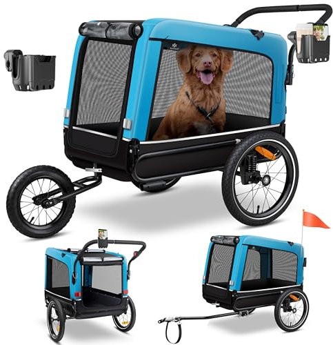 KESSER® Hundeanhänger Boxer 3-in-1 Hundebuggy & Jogger Fahrradanhänger groß ca. 240 Liter Volumen, gefedert, Material: 600D Oxford Canvas, SmartSpace Concept, maximale Belastbarkeit: 40 kg