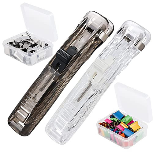 Graffette Per Cucitrice 2 Supporti Pinzatrice E 100 Graffette Metallo Clip Riutilizzabili Mollette Ufficio Per Clip Chiudi Sacchetti Ferma Pagine Libro Rilegare Fogli