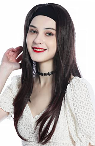WIG ME UP - H9306-2T33 Perücke Haarteil Halbperücke mit Stirnband Mahagoni Braun Mix lang glatt Haarverlängerung 65 cm