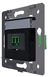 LIVOLO Glasfaser Keystone Modul LWL Kupplung LC-D Duplex OS2 Kabel APC Einbau Steckdose Patch Glasfaserkabel Buchse (Glasfaser Anschluss Modul Unterputz LWL LC-D OS2 APC VL-90400+ZC-12 Schwarz)