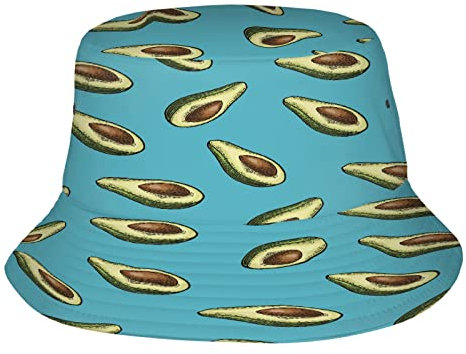 Avocado Blau Obst Essen Cartoon Eimer Hut Strand Fischer Hut für Frauen Männer Sommer Sonnenhut Outdoor Kappe Unisex