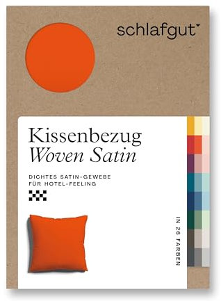 schlafgut Woven Satin Kissenbezug 80x80 cm Red Mid Uni in Premium Hotelqualität, Kopfkissenbezug einzeln mit 100% weicher Baumwolle