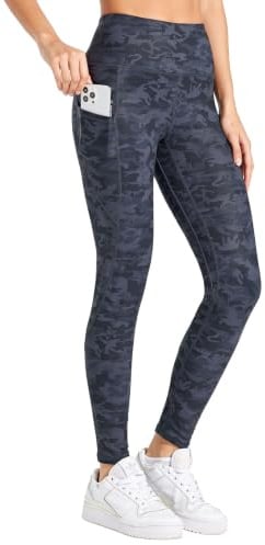 WILLIT Termoleggings dam fodrade leggings vinter vattentäta termobyxor hög midja varma yogabyxor löparbyxor tights, Svart kamouflage, S