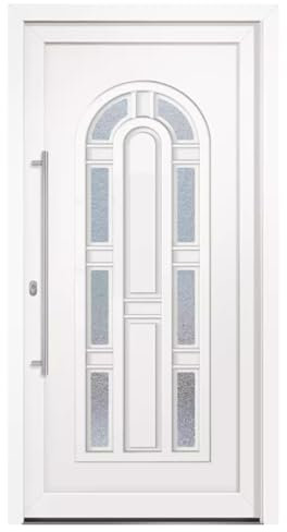 HORI® Eingangstür Kunststoff Komplettset - Classic – Moderne Hauseingangstür mit Stahlverstärkung, Wärmeschutz & 5-fach-Verriegelung I Farbe: Weiß I DIN links I Modell: Classic I 2100 x 1100 cm