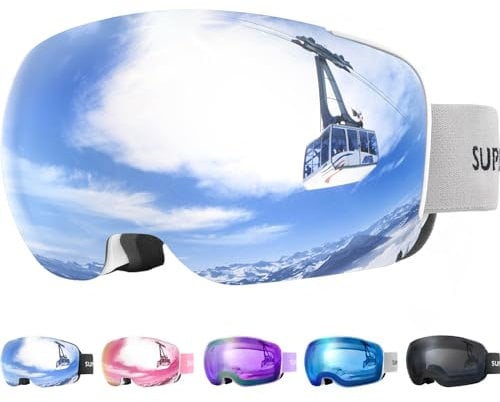Supertrip Ski Goggles for Men Womens, Interchangeable Lens skiing goggles, Anti-fog Over Glasses Snowboarding Goggles Snow Snowboard Goggles