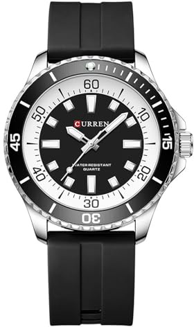 FORSINING Klassische analoge Quarzuhr, Silikonband, Business-Casual-Armbanduhr, wasserdicht, Farbe, großes Zifferblatt, Militär-Uhren
