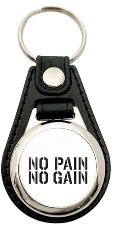 Huuraa Anhänger No pain gain Hantel Geschenk Metall mit Kunstleder Einkaufswagenlöser No pain gain Präsent