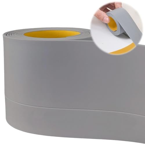 IVEOPPE Battiscopa morbidi, autoadesivi, 50 x 20 mm, 10 m, battiscopa morbidi, autoadesivi, flessibili, in PVC, per cucina e bagno (grigio)
