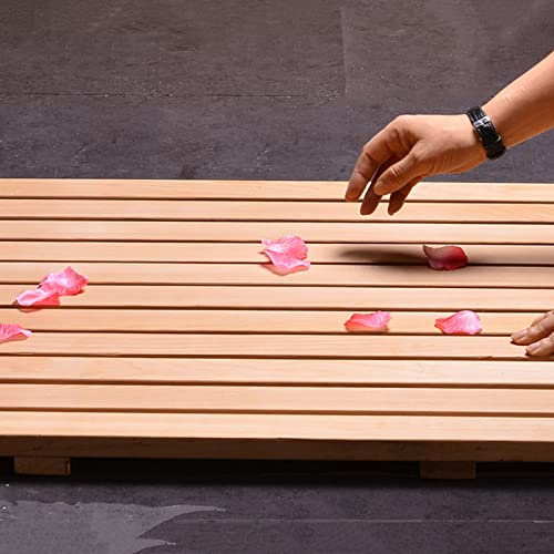 Teak-Duschmatte für die Innendusche, 30 40 50 70 80 90 cm Bodenbadematte für Badezimmer, rutschfest, Lattenrost-Fußplattform, erhöhtes Holzbrett (60 x 110 x 4,3 cm)