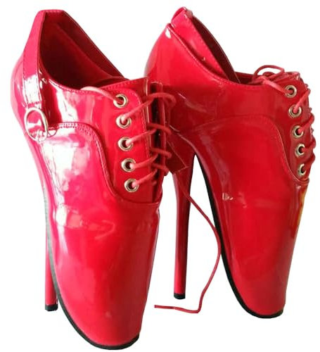 High Heels Hohe Absätze 18cm Stiletto Handgelenk-Riemen Ballett Schuhe-red||40