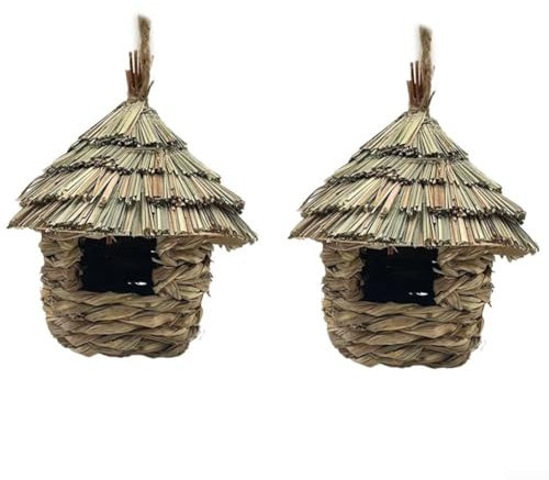 Casetas de paja natural, resistentes y duraderas, ideales para plantar flores y vacaciones (2 piezas 2#)