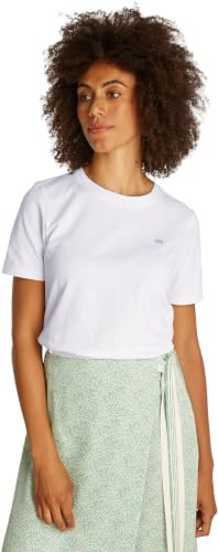 Tommy Hilfiger Damen T-Shirt Kurzarm Contrast Flag Tee mit Rundhalsausschnitt