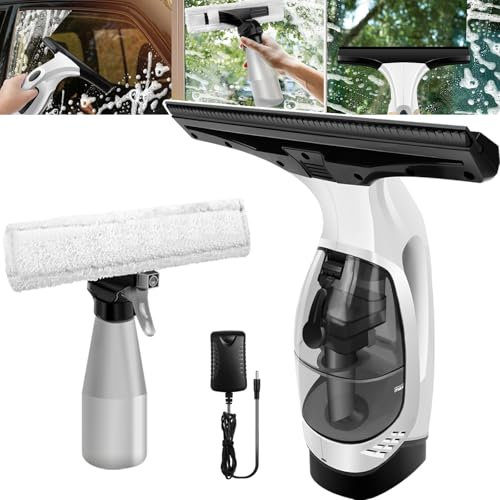 Cordless Window Vac Cleaner, Cordless Window Vacuum Squeegee with 150ml Water Tank, Spray Bottle and 28cm Blade, 2.0 Kpa Suction, Window Vacuum Cleaner Set for Windows, Tiles, Mirrors & Shower Screens