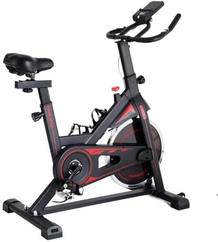 Heimtrainer Fahrrad mit 10kg Schwungrad, Fitness Fahrrad für Zuhause, Widerstand Einstellbar, LCD Monitor, mit Pulsmesser, Wasserflaschenhalter, Ipad-Halterung, Indoor Fitnessbike