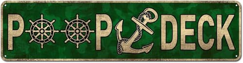 kisoyo Poop Deck-Schild, nautische Wanddekoration für Kinderzimmer, rustikales Strand-Blechschild, nautisches Boot-Dekor, Ozean-Küsten-Themen-Dekorationen für Zuhause, Ozean, Badezimmer und