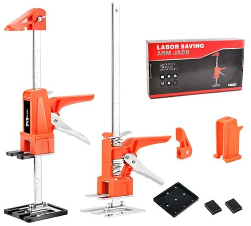 Guolich 2 Pieces Labor-Saving Arm Door Use Board Lifter Cabinet Jack Clamp Tile Leveling System Handheld Jack Tool 880 lb / 400 kg for Floors, Doors, Cabinet Installation,plasterboard lifter,tstak