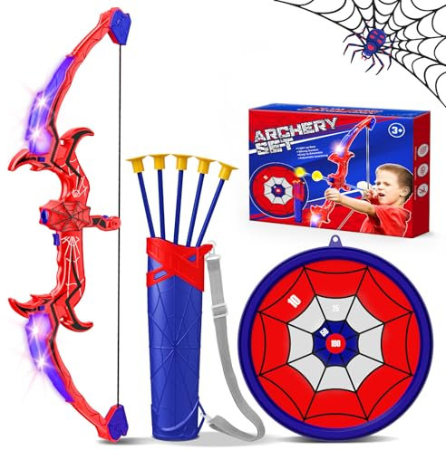 Spider Bow and Arrow Set Kids, Toys for 3-12 Year Old Boys Gifts for Boys Age 4 5 6 7 8 9 Archery Set Kids Toys Age 3-12 Outdoor Toys for 6 8 9 10 11 12Year Old Boys Garden Toys Age 6-9 Birthday Gift