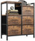 Flrrtenv Chest of Drawers Bedroom with 5 Drawers, Tall Dresser with Shelf, Fabric Dresser for Entryway Hallway Living Room, Closet Storage Drawer, Rustic Brown