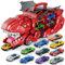Kleinkind Auto Spielzeug für 3-6 J. Jungen - 10 Druckguss Autos, Dinosaurier Transporter LKW, Verwandelt sich in Dino