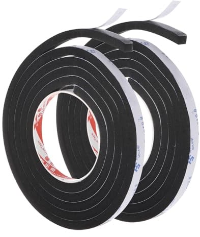 PATIKIL 2m/6,6ft Dichtungs-Schaumband, 2er Pack 1cm Breit 10mm Dick Einseitiges Wetterstreifen Türdichtungsstreifen für Fenster- und Türisolierung, Schwarz