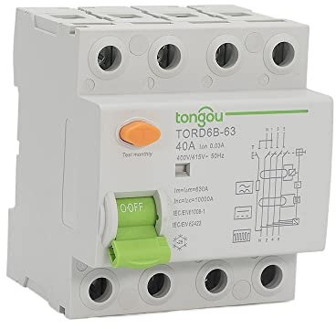 QXYOGO Magnetotermico,Interruttore Magnetotermico Tipo 4P 63 amp B 10ka DC RCD 230V 400 V 3 0mA Interruttore di Corrente residua for Veicolo Elettrico Ev. Mucchio di Ricarica(4 Pole 30 mA,63A)