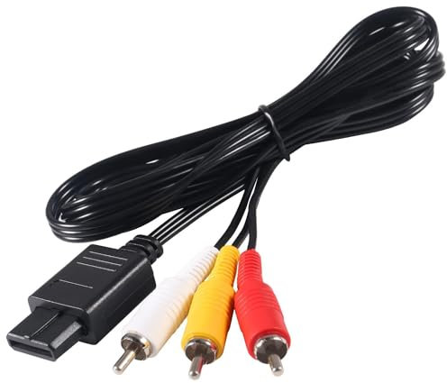 AYMBH 1.8 Meter 6 FT AV TV RCA Video Cable for Nintendo GameCube/NGC/64/N64/SNES Composite PAL Audio Video Cord with Color Sync for Modern HD LCD LED TV Plug-and-Play Durable and Flexible