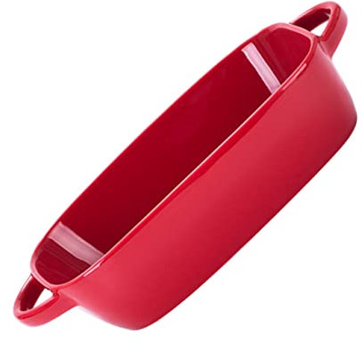 Cabilock bandeja para hornear pan molde para pastel de queso molde cuadrado para pasteles porta cubiertos bandeja cuadrada bandeja para hornear pasteles placa para hornear de cerámica rojo